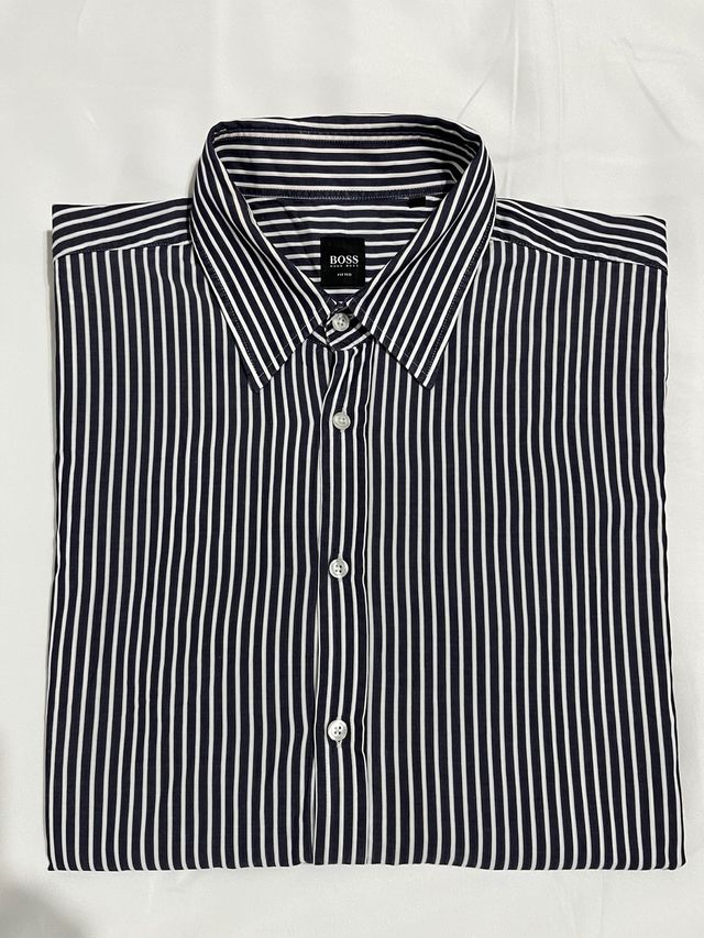 Camisa BOSS rayas negro y blanco