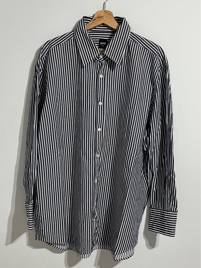 Camisa BOSS rayas negro y blanco