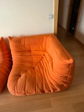 Sofá Togo Ligne Roset Naranja Esquinero + 3 Plazas