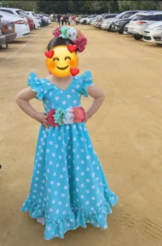 Traje de flamenca niña Ferias, romerías, Rocío.