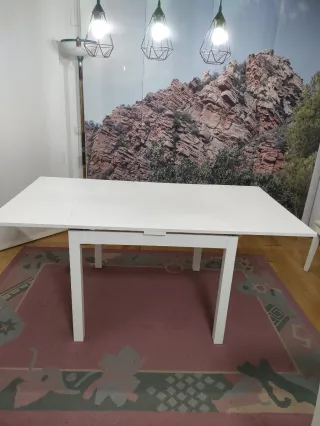 Mesa comedor extensible blanca0,90×0,90+ ,045+0,45