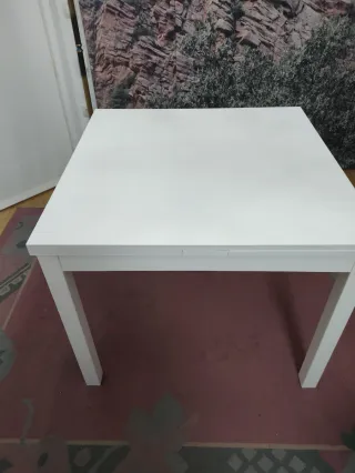 Mesa comedor extensible blanca0,90×0,90+ ,045+0,45