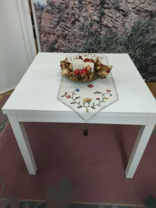 Mesa comedor extensible blanca0,90×0,90+ ,045+0,45