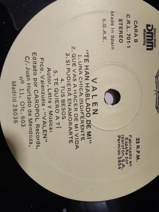 Vinilo Te han hablado de mí de Valen