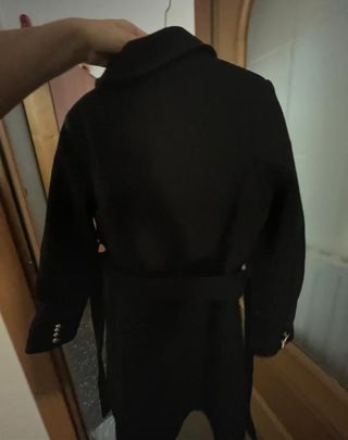 Cappotto donna nero doppio petto bottoni oro