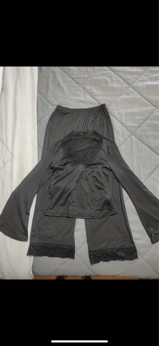 Pijama mujer  color negro con encaje