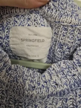 Jersey de punto azul y blanco