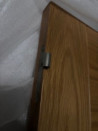 Puerta Roble Claro ciegas y Cristal+Accesorio Inox