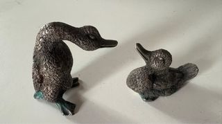 Coppia anatre vintage peltro