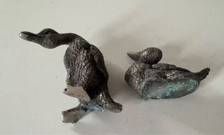 Coppia anatre vintage peltro