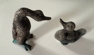 Coppia anatre vintage peltro