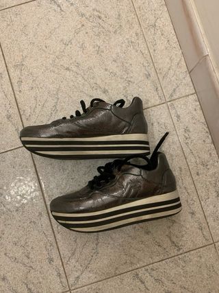 Sneakers donna argento e nere