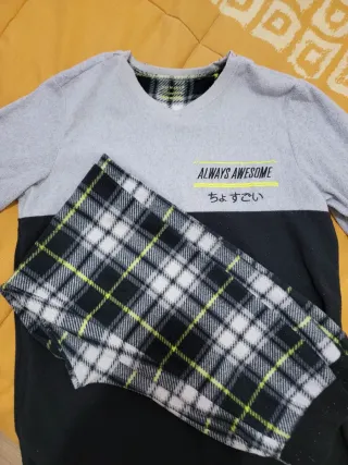 Pijama infantil gris y negro talla 11/12