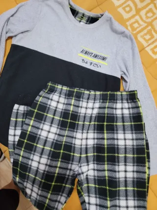 Pijama infantil gris y negro talla 11/12