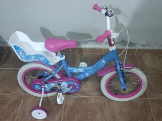 Bicicleta Frozen Niña Ruedines Rosa Azul lleva en