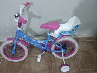 Bicicleta Frozen Niña Ruedines Rosa Azul lleva en