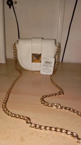 Borsetta mini Calliope bianca con dettagli oro