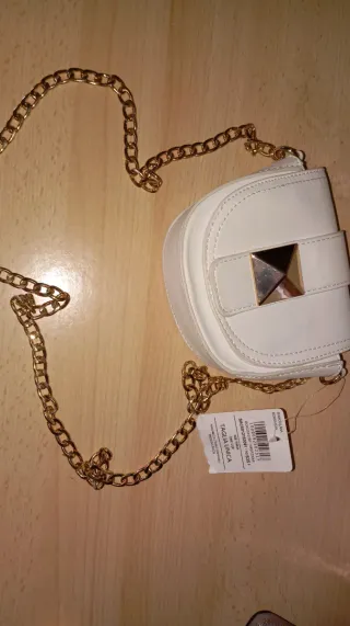 Borsetta mini Calliope bianca con dettagli oro