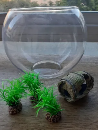 Pecera redonda de cristal