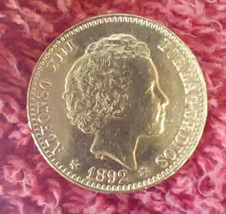 Moneda Oro 20 Pesetas Alfonso XIII 1892