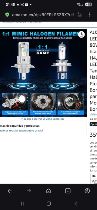 Bombillas LED H4 Auxiracer Nuevas