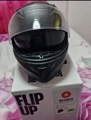 Casco Moto Integral Shiro Flip Up Negro Mate