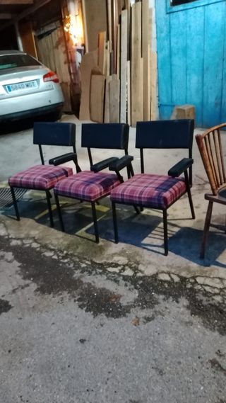 Sillas vintage tela y metal