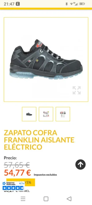 Zapatos seguridad electricista negros