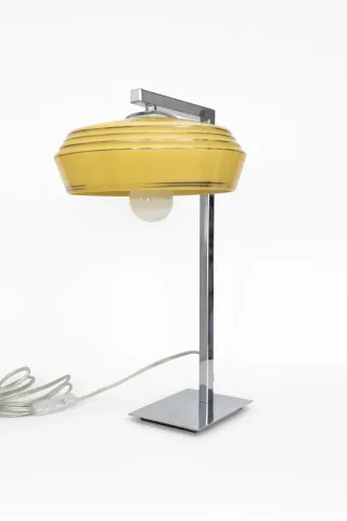 Candeeiro Vintage Opalino Vidro Metal