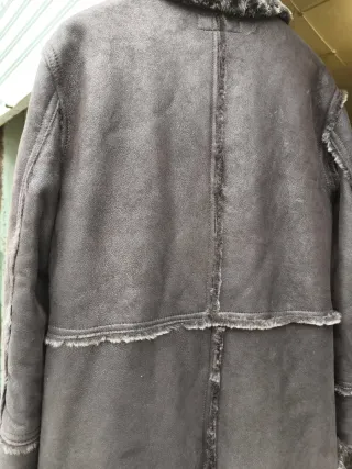 Cappotto lungo shearling nero/marrone