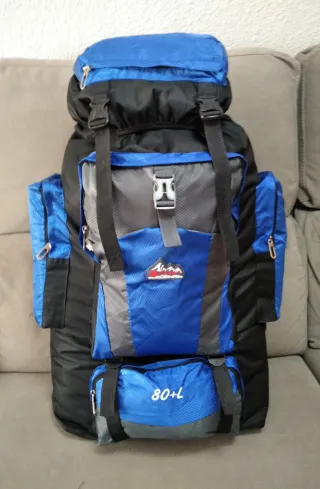 Mochila 80L Gran Capacidad Negra y Azul