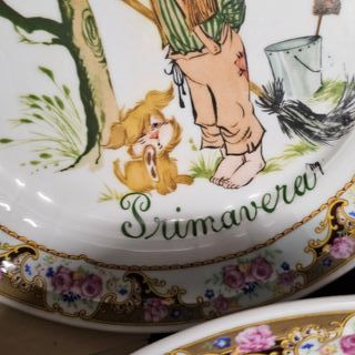 Set 4 Piatti Ceramica Stagioni Decorati