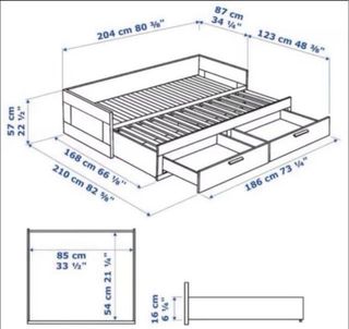 Diván blanco con 2 cajones