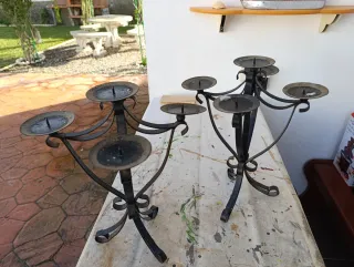 2 Candelabri in Ferro Nero Massiccio