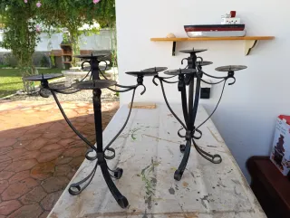 2 Candelabri in Ferro Nero Massiccio