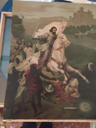 Litografía Antigua Santiago Caballero