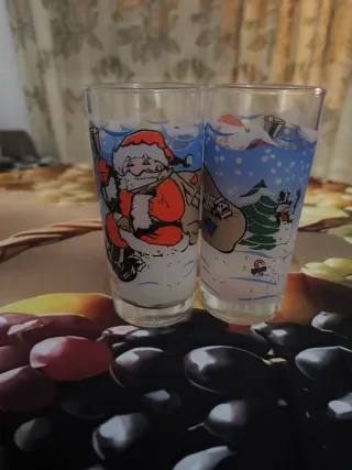 Pareja vasos Papá Noel Coca Cola.