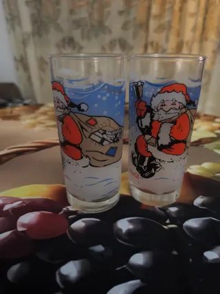 Pareja vasos Papá Noel Coca Cola.