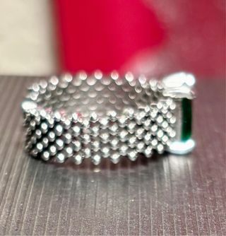 Anillo Plata Piedra Verde Rectangular