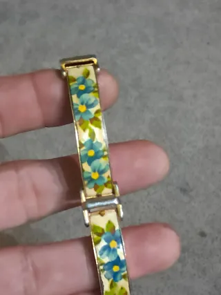 Pulsera antigua esmaltada flores azules
