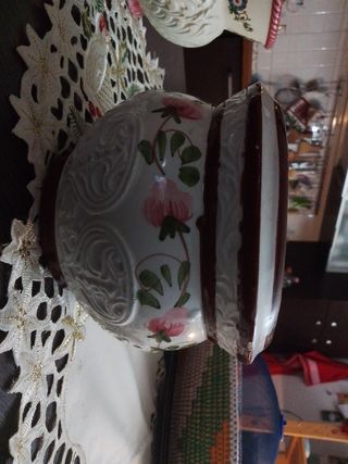 2 portavasi anni70 decorati a mano in ceramica