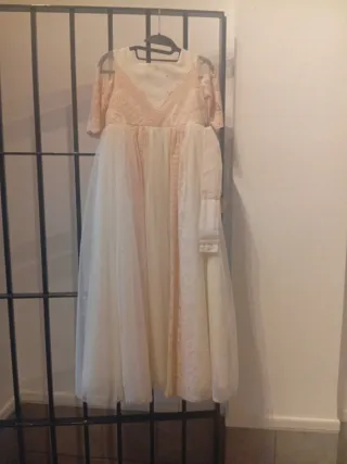 Vestido de Comunión Blanco y Rosa