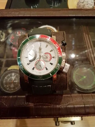 Reloj Calgary Cronógrafo Verde y Plata