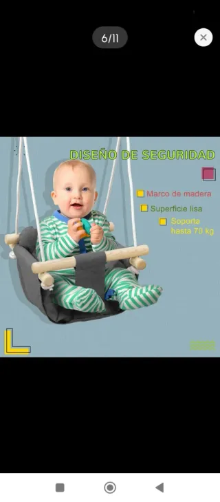 Columpio infantil de tela gris