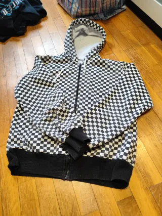 Sudadera con cremallera y cuadros vintage