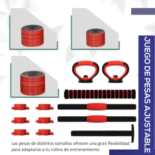 Kit Pesas 4 en 1 Mancuernas Barra Kettlebell