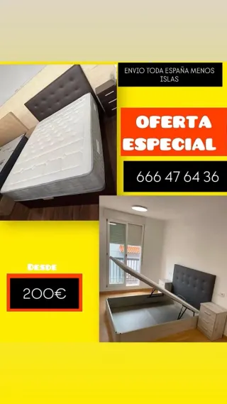 Cama con cabecero marrón y gris