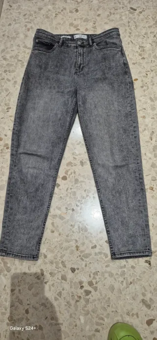 Pantalón vaquero gris mujer Mango