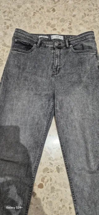 Pantalón vaquero gris mujer Mango