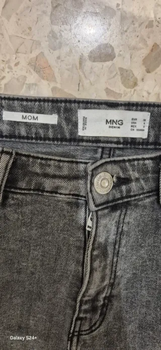 Pantalón vaquero gris mujer Mango